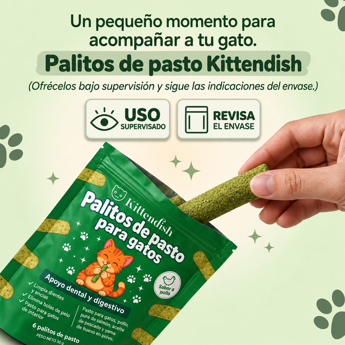 Guía ilustrativa de uso supervisado de palitos Kittendish.